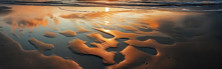 Tranquil sunset on sandy beach