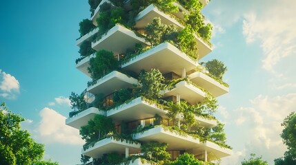 Modern apartment building with vertical garden and greenery high resolution picture