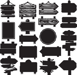 Collection of traditional wooden plank sign silhouettes