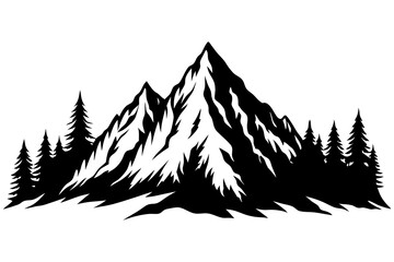 silhouette of mountain illustration vector with Christmas tree