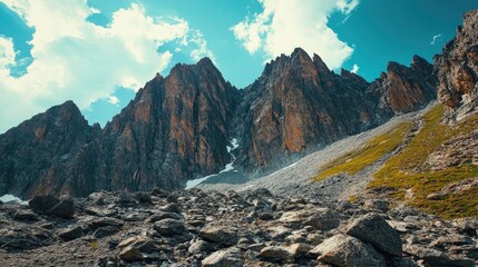 Majestic Mountain Range under a Sunny Sky