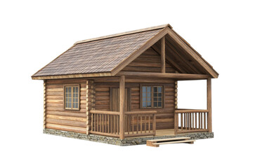 Charming wooden cabin nestled in the woods, perfect for a peaceful getaway retreat isolated on transparent background