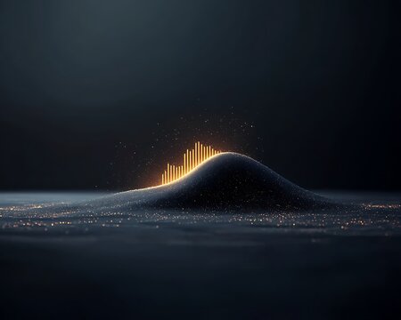 Golden Growth Chart on Dark Sand Dune. - Powered by Adobe