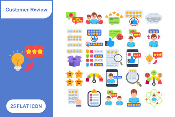 Customer Review Icons Set, Collection of 25 Customer Review Icons Set - 25 Vector Icons for Feedback, Ratings, Testimonials & Reviews