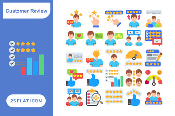 Customer Review Icons Set, Collection of 25 Customer Review Icons Set - 25 Vector Icons for Feedback, Ratings, Testimonials & Reviews