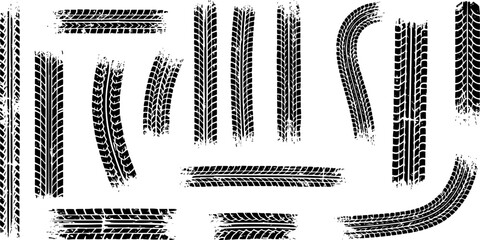 Background with tire wheel marks of cars. Vector illustration
