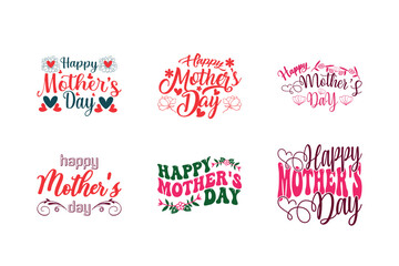 Happy Mother's Day Calligraphy Set, Beautiful Festive Lettering Designs of Happy Mother's Day Typography