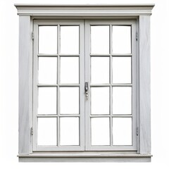 White wooden windows with grid design in bright natural light from an open outdoor space