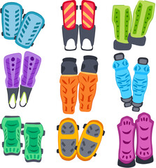 shin guards set cartoon vector illustration