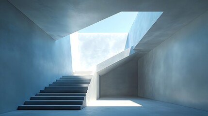 Obraz premium Modern Minimalist Staircase Architecture Design