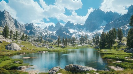 Serene Mountain Lake Landscape