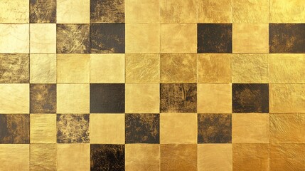 Luxurious Gold Checkboard Washi Paper Texture Background for Stylish Designs
