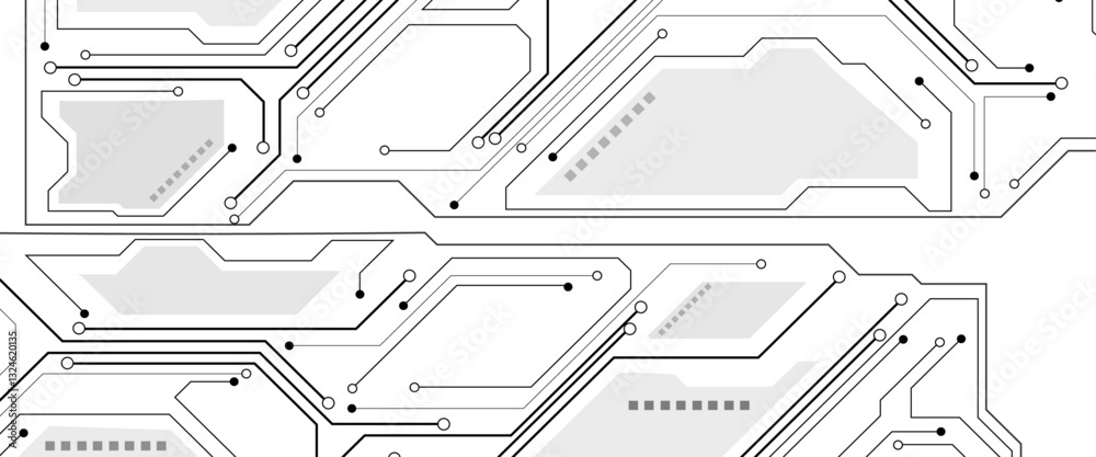 Poster digital technology black circuit diagram on white background. vector abstract technology on white ba