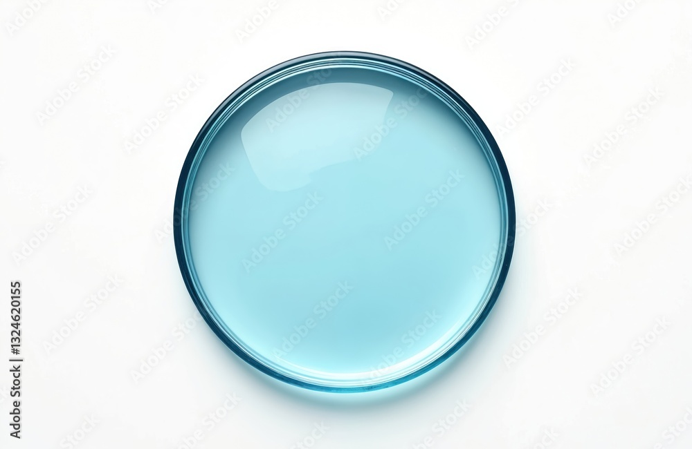 Poster top view of empty petri dish in blue glass isolated for lab testing. clean laboratory equipment for 