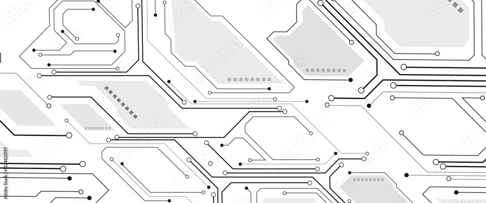 Aufkleber Vector Technology black circuit diagram concept. Abstract technology on white background. High-tech circuit board.