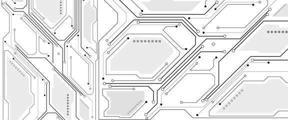 Vector Technology black circuit diagram concept. Abstract technology on white background. High-tech circuit board.