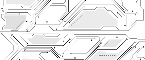 Obraz premium Digital technology Black circuit diagram on white background. Vector abstract technology on white background.