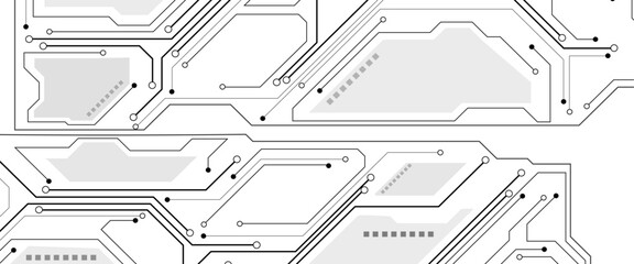 Digital technology Black circuit diagram on white background. Vector abstract technology on white background.