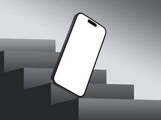 High quality realistic 3d render smartphone ui ux screen mockup with transparent PNG