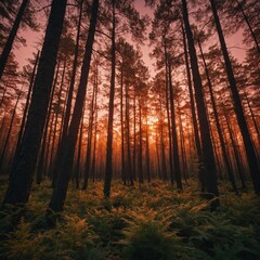 Obraz premium sunset in the forest