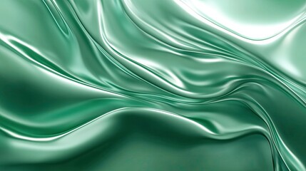 Obraz premium Abstract Green Silk Fabric Waves Flowing Background Texture Image