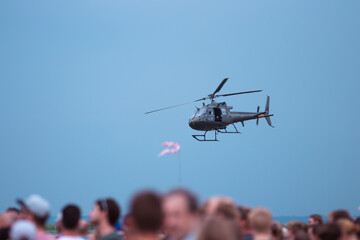helicopter in action