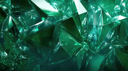 Obraz premium Stunning Green Crystal Cluster Abstract Background Image with Gemstone Facets and Reflective Surfaces