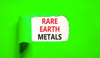 Rare earth metals symbol. Concept words Rare earth metals on beautiful white paper. Beautiful green...