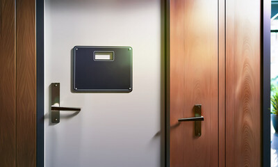 Professional Office Door Nameplate Mockup &ndash; 3D Render with Metallic Finish for Branding & Personalization