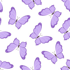 butterfly seamless pattern, flat style