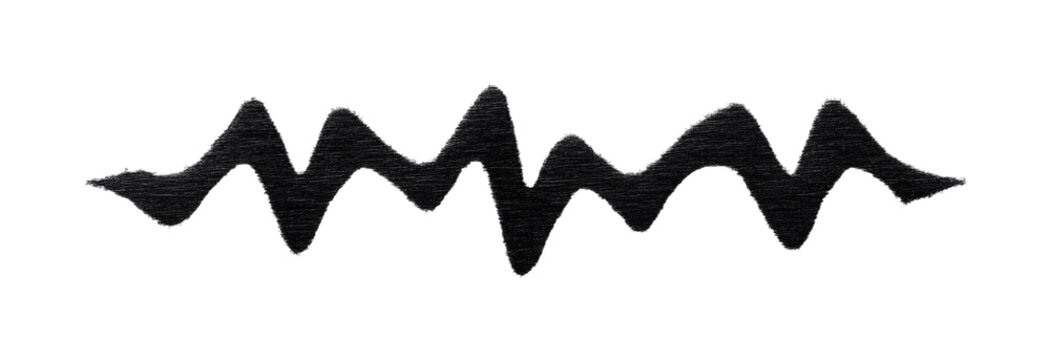 Black embroidered zigzag waves on dark surface, cut out