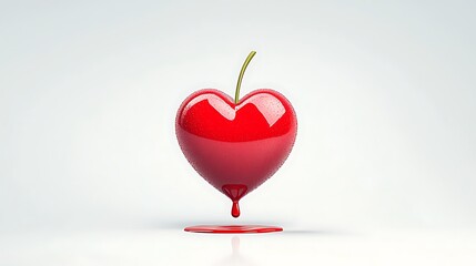 Obraz premium Heart-Shaped Cherry Dripping for White Background.