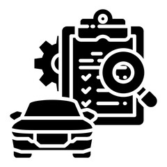 Fototapeta premium Vehicle Inspection icon in Glyph Style. Simple Vector Design. Simple Vector Glyph Icon