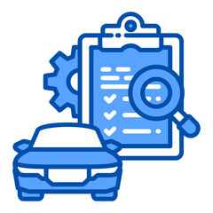 Vehicle Inspection icon in Blue Color Style. Simple Vector Design. Simple Vector Flat Icon