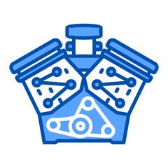 Engine icon in Blue Color Style. Simple Vector Design. Simple Vector Flat Icon