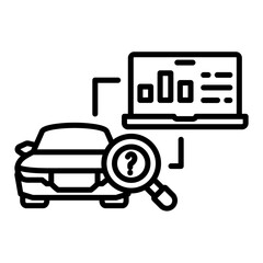 Car Check icon in Outline Style. Simple Vector Design. Simple Vector Outline Icon