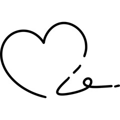 Black liine heart png illustrations