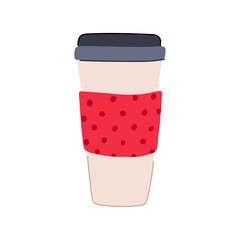 stainless coffee cup reusable cartoon vector illustration