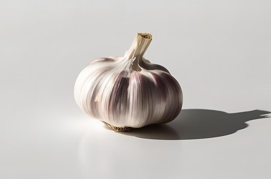 A close-up of a garlic on white background