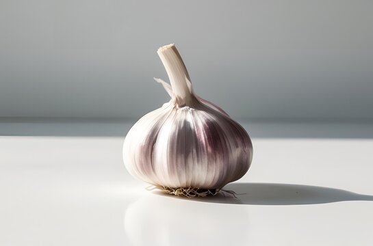A close-up of a garlic on white background
