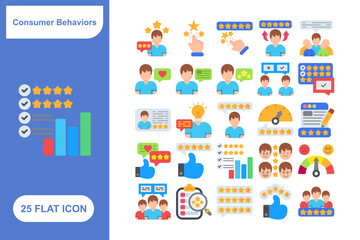 Consumer Behavior Icons Set, Collection of 25 Consumer Behavior Icons Set  - 25 Vector Icons for Marketing, Psychology, Buying Decisions & Consumer Insights