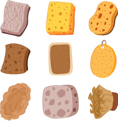 biodegradable kitchen sponge set cartoon vector illustration