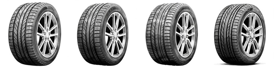 Obraz premium Watercolor Car Tire Illustration - Watercolor painting of a car tire, symbolizing automotive, mobility, travel, durability, and performance. A black and white illustration adds detail