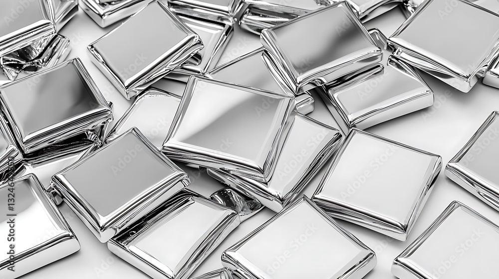 Poster reflective silver square objects