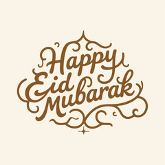 Calligraphic design that says happy eid mubarak. vector