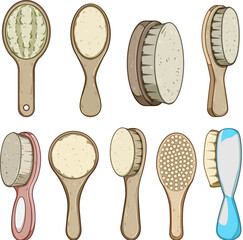 soft baby brush set cartoon vector illustration