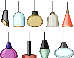 Naklejka premium pendant lights set cartoon vector illustration