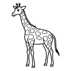 Funny cartoon giraffe coloring pages vector illustration