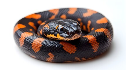 Obraz premium A dangerous serpent with scales, a black and white rattlesnake, and a brown viper in close-up wildlife shots