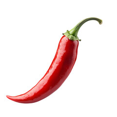 Single red chili pepper isolated on black background